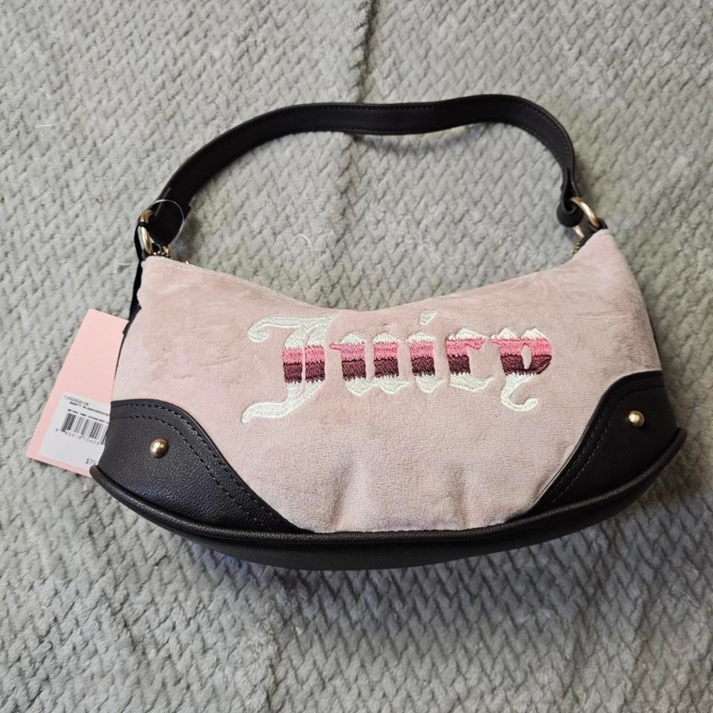Juicy Couture Velour Shoulder Bag – Dusty Blush & Chocolate‎ (NWT)